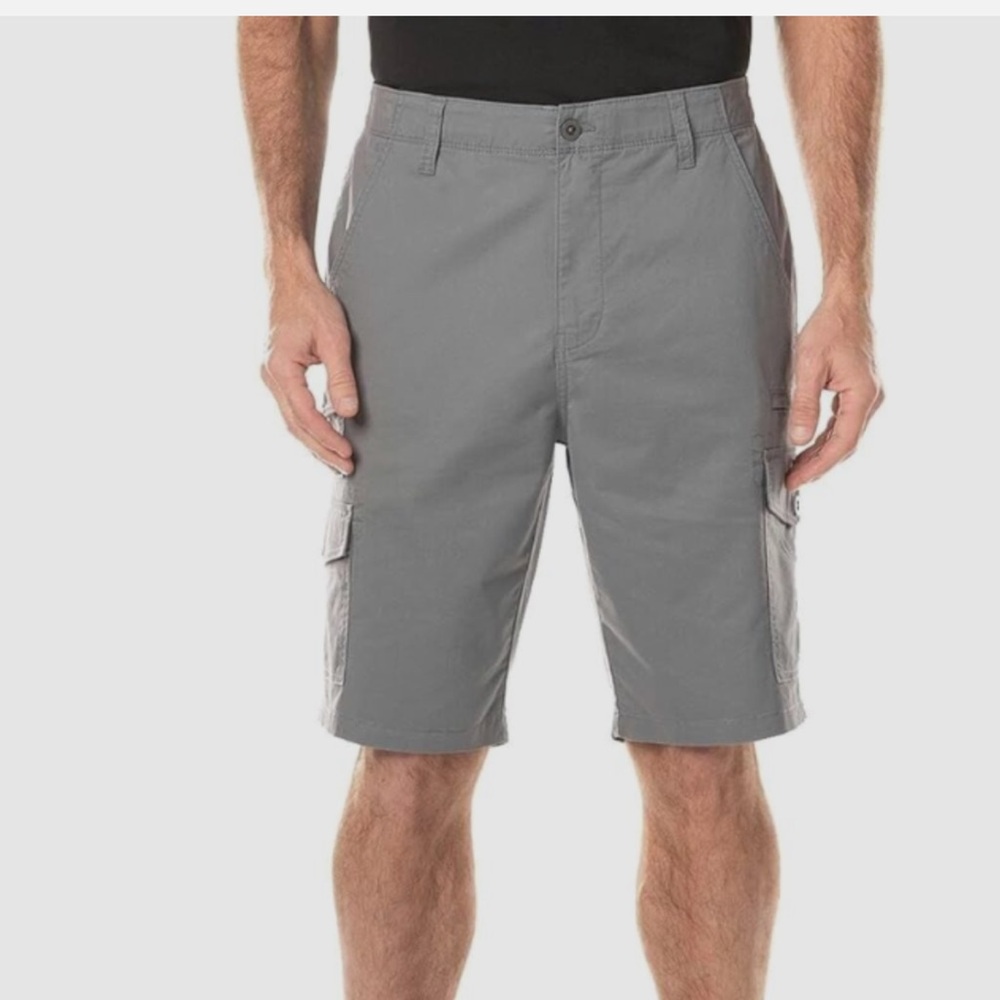 Iron Co Men's Twill Cargo Short Grey Flannel
